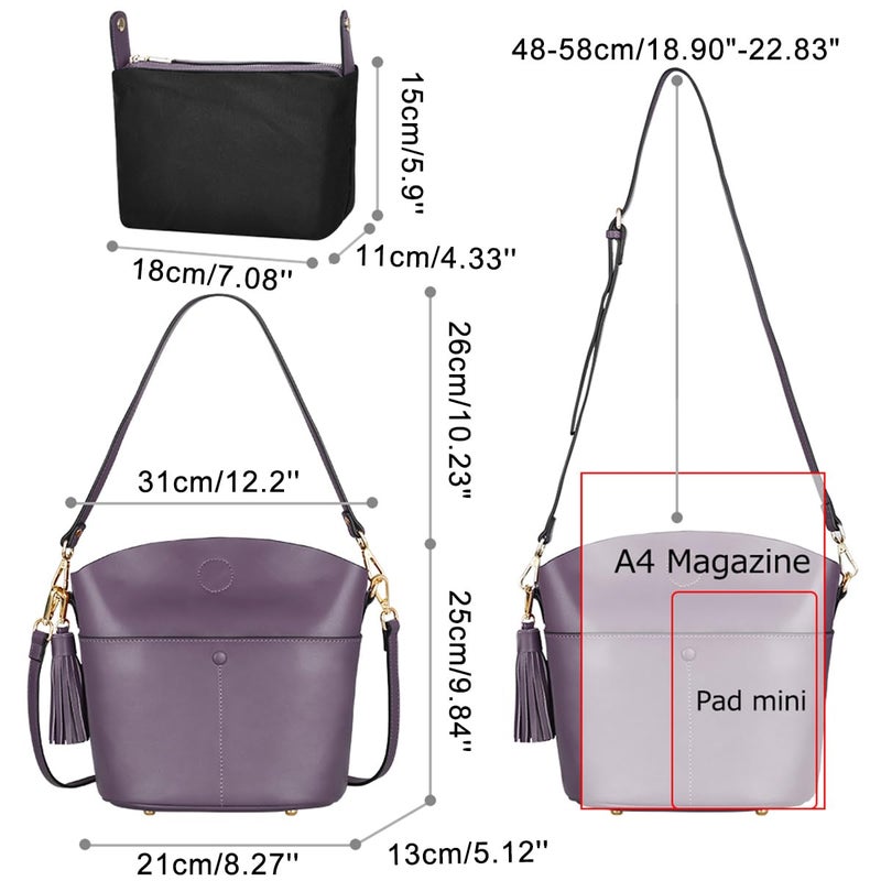 S-ZONE Women Cowhide Genuine Leather Small Crossbody Bag Shoulder Purse Handbag - Image 5